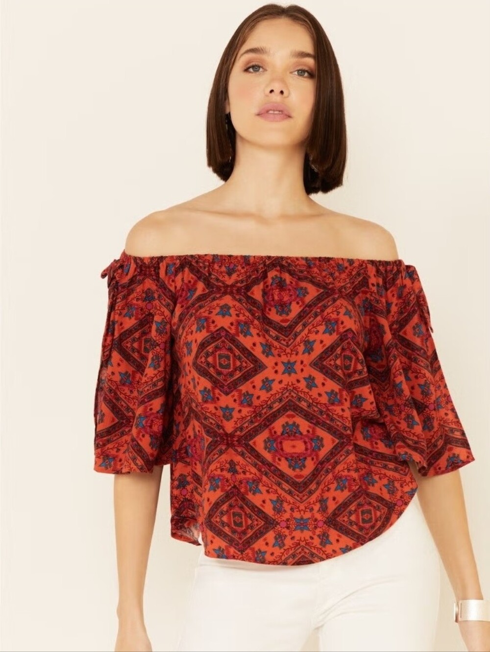 Shyanne Off Shoulder Flutter Sleeve Western Top